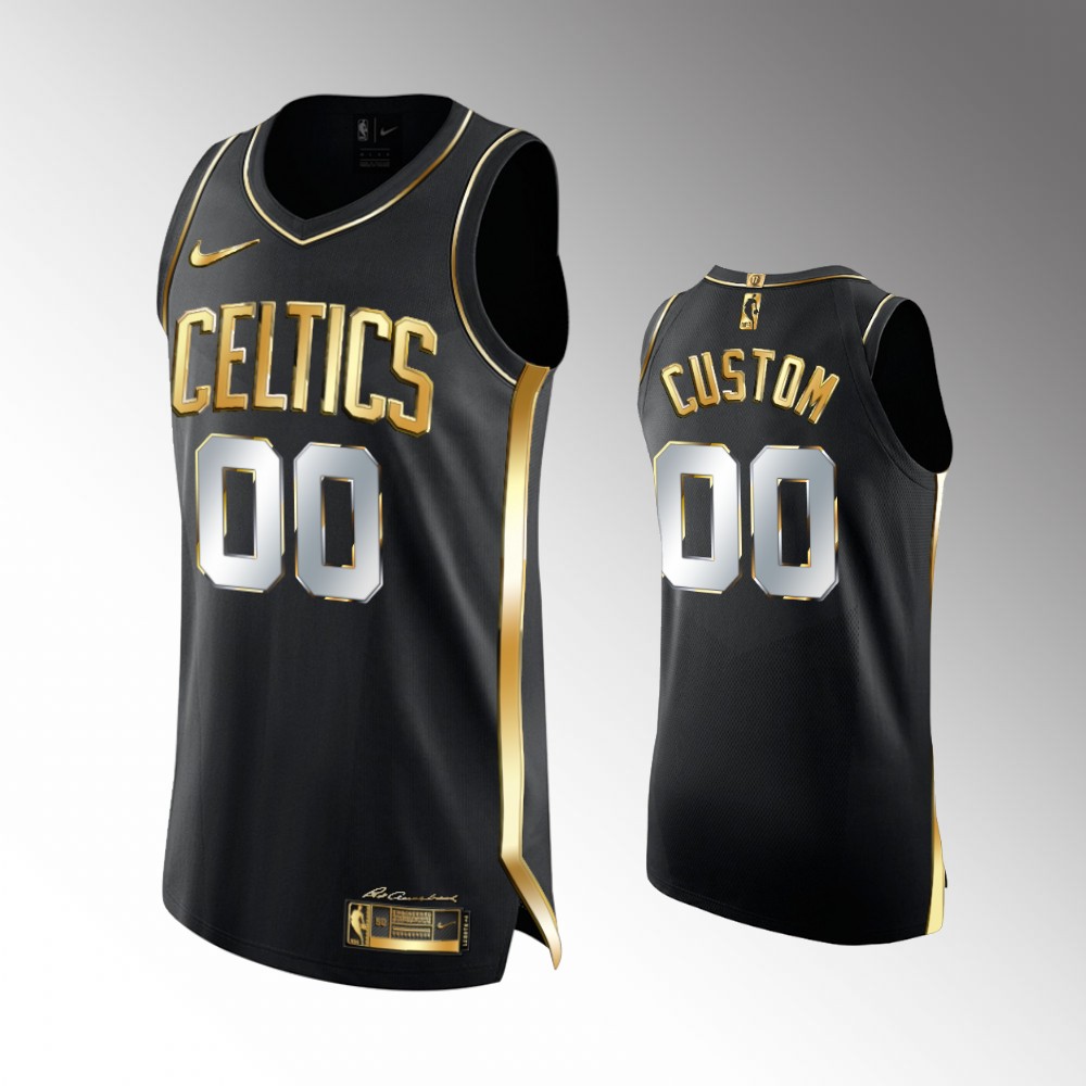 Men's Boston Celtics Custom #00 Black Golden Edition Jersey 2401TVHQ